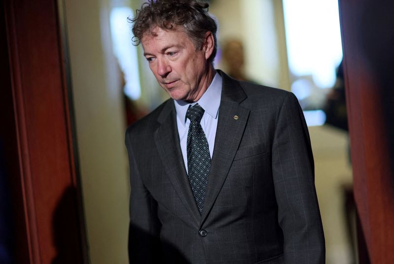 &copy; Reuters. FILE PHOTO: U.S. Senator Rand Paul (R-KY) enters the room to take part in a news conference at the U.S. Capitol building in Washington, U.S., January 25, 2023. REUTERS/Leah Millis