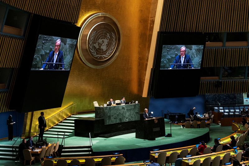 &copy; Reuters. Secretário-geral da ONU, António Guterres, discursa para a Assembleia-Geral da entidade em Nova York
29/03/2023 REUTERS/Eduardo Munoz