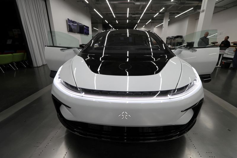&copy; Reuters. FILE PHOTO: FILE PHOTO: Faraday Future's luxury electric car FF91 is seen at the company's headquarters in Gardena, California, U.S. November 21, 2019. REUTERS/Lucy Nicholson/File Photo