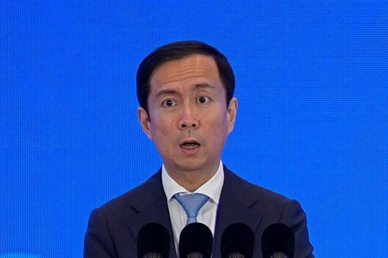 &copy; Reuters. FOTO DE ARCHIVO: El consejero delegado de Alibaba Group, Daniel Zhang (Zhang Yong), habla en la Conferencia Mundial de Internet (WIC) en Wuzhen, provincia de Zhejiang, China, 23 de noviembre de 2020. REUTERS/Aly Song