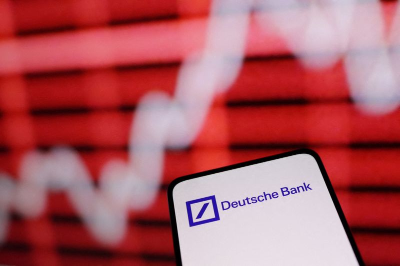 &copy; Reuters. FILE PHOTO: Deutsche Bank logo and rising stock graph are seen in this illustration taken March 12, 2023. REUTERS/Dado Ruvic/Illustration