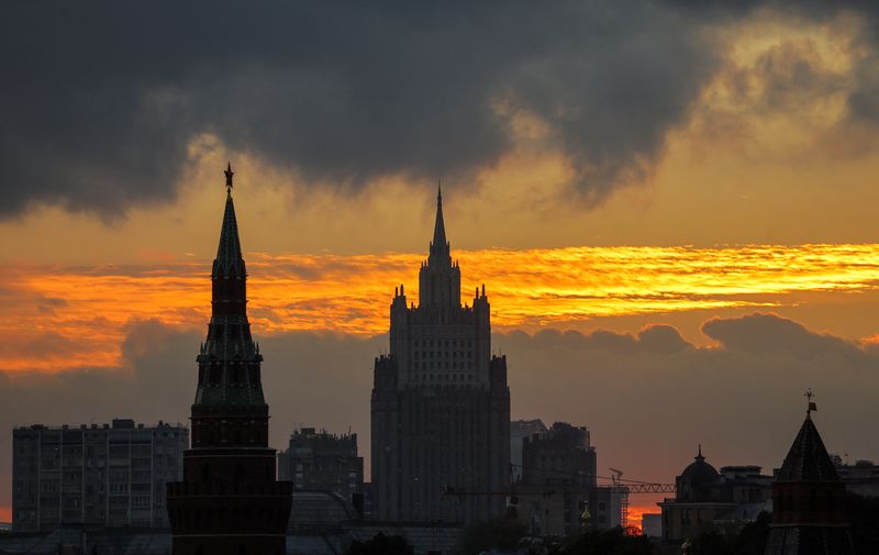 &copy; Reuters. A view shows the Russian Foreign Ministry headquarters, the Kremlin towers and other buildings during sunset in Moscow, Russia September 29, 2022. REUTERS/Evgenia Novozhenina