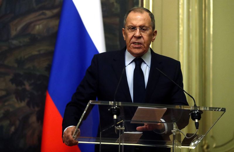 &copy; Reuters. FILE PHOTO: Russian Foreign Minister Sergei Lavrov attends a joint news conference with Nicaraguan Foreign Minister Denis Moncada following their meeting in Moscow, Russia March 30, 2023. Maxim Shipenkov/Pool via REUTERS