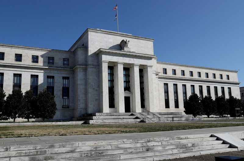 &copy; Reuters. FILE PHOTO: The Federal Reserve building is pictured in Washington, U.S., on March 19, 2019. REUTERS/Leah Millis/File Photo