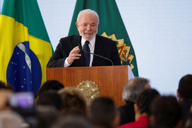&copy; Reuters. FILE PHOTO: Brazil's President Luiz Inacio Lula da Silva speaks during a launching ceremony of National Program for Public Security with Citizenship (PRONASCI II) at the Planalto Palace in Brasilia, Brazil March 15, 2023. REUTERS/Adriano Machado/File Phot