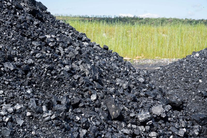 &copy; Reuters. FILE PHOTO: A pile of coal in an active coal mine located next to a new solar power plant development site in Hurley, western Virginia, U.S., May 11, 2021. Picture taken May 11, 2021. REUTERS/Dane Rhys