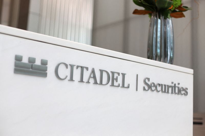 &copy; Reuters. FILE PHOTO: The Citadel Securities logo is seen at their offices in Manhattan, New York City, U.S., October 31, 2022.  REUTERS/Andrew Kelly