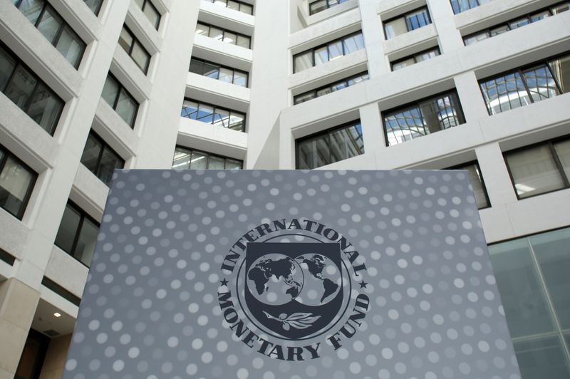 &copy; Reuters. FILE PHOTO: International Monetary Fund logo is seen inside the headquarters at the end of the IMF/World Bank annual meetings in Washington, U.S., October 9, 2016. REUTERS/Yuri Gripas