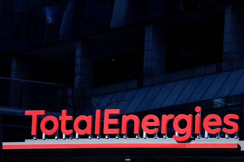 &copy; Reuters. Signage for TotalEnergies at a gas station in the La Defense business district in Paris, France, March 24, 2022. REUTERS/Benoit Tessier