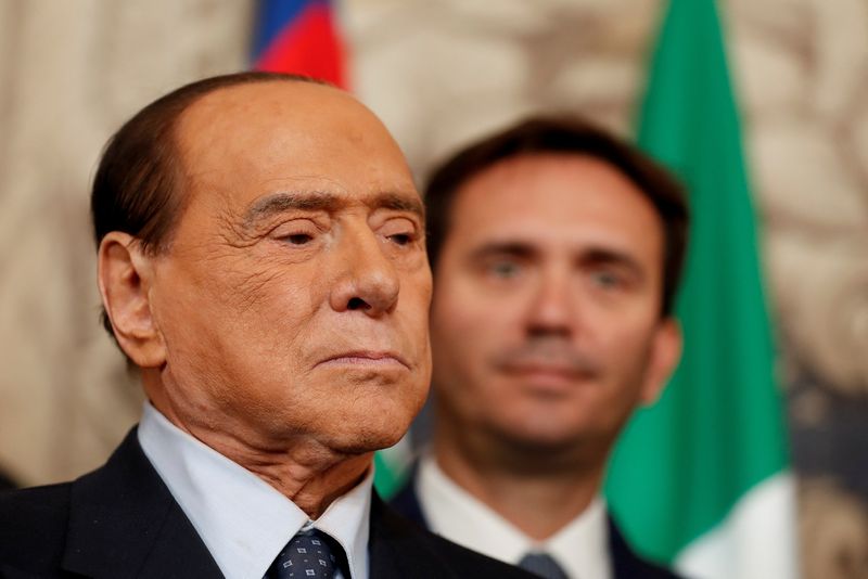 &copy; Reuters. FILE PHOTO:  Forza Italia leader and former Prime Minister Silvio Berlusconi looks on following a meeting with Italian President Sergio Mattarella at the Quirinale Palace in Rome, Italy October 21, 2022. REUTERS/Yara Nardi
