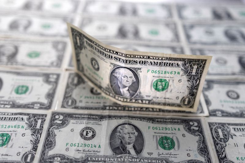 &copy; Reuters. FILE PHOTO: U.S. dollar banknotes are displayed in this illustration taken, February 14, 2022. REUTERS/Dado Ruvic/Illustration/File Photo