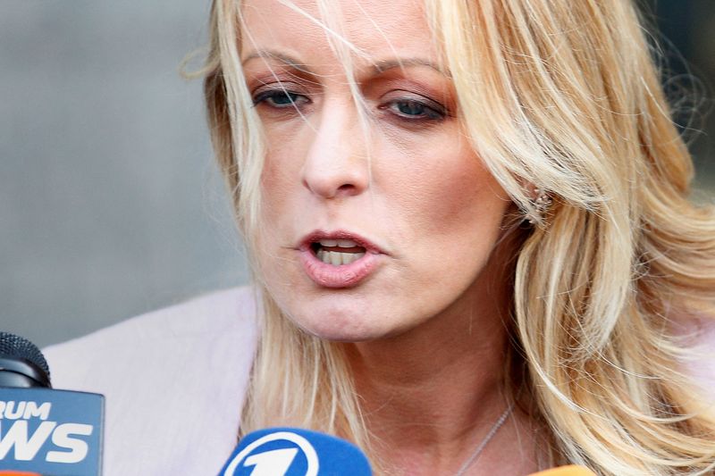 &copy; Reuters. FILE PHOTO: Adult-film actress Stephanie Clifford, also known as Stormy Daniels, departs federal court in the Manhattan borough of New York City, New York, U.S., April 16, 2018. REUTERS/Brendan McDermid/File Photo