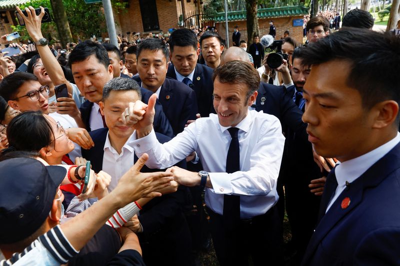 &copy; Reuters. Presidente francês Macron em visita de Estado à China
07/04/2023
REUTERS/Gonzalo Fuentes