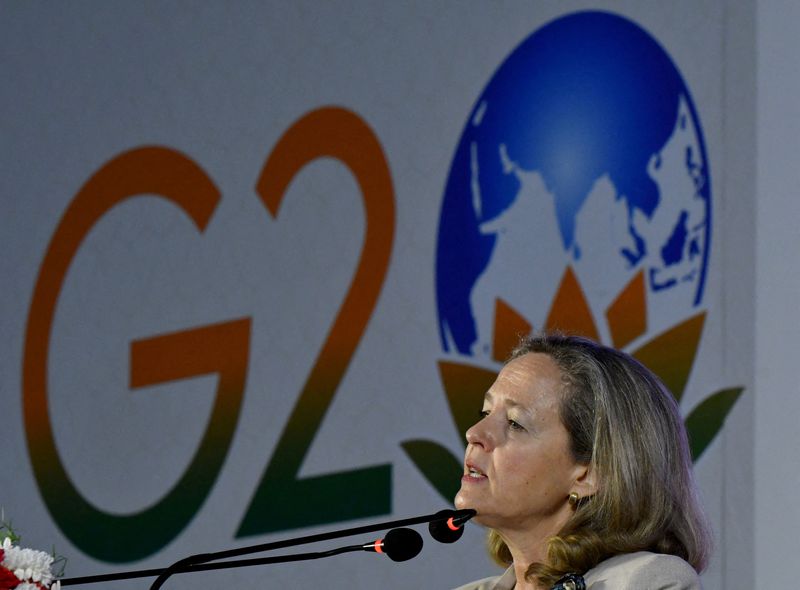 &copy; Reuters. FILE PHOTO: Spanish Minister for Economic Affairs Nadia Calvino speaks during a news conference on the sidelines of G20 finance ministers' meeting on the outskirts of Bengaluru, India, February 25, 2023. REUTERS/Samuel Rajkumar/File Photo
