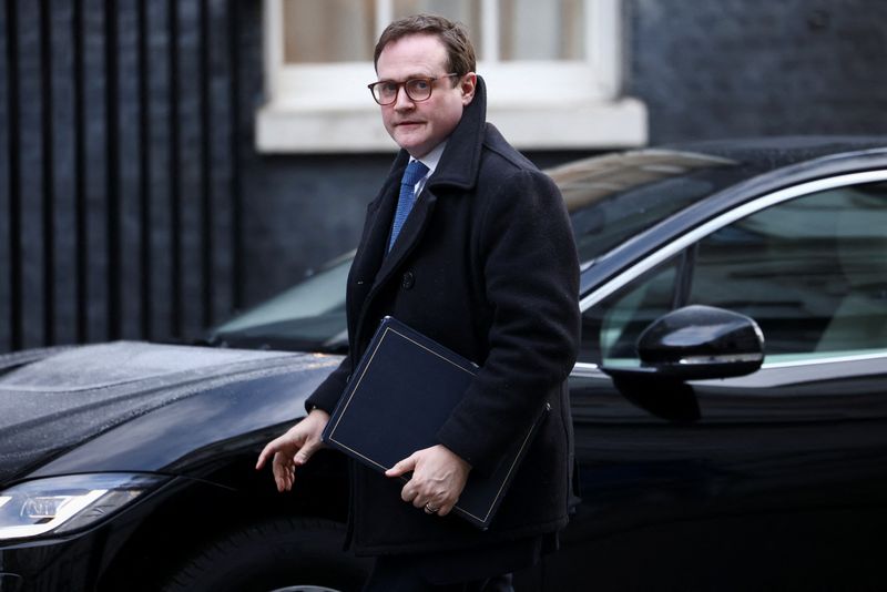 &copy; Reuters. FILE PHOTO: British Minister of State for Security Tom Tugendhat walks on Downing Street in London, Britain January 17, 2023. REUTERS/Henry Nicholls