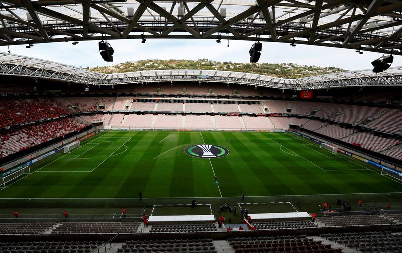 &copy; Reuters. ملعب أليانز ريفيرا في نيس بفرنسا قبل مباراة في دوري المؤتمر الأوروبي يوم 8 سبتمبر أيلول 2022. تصوير: إيريك جايار - رويترز.