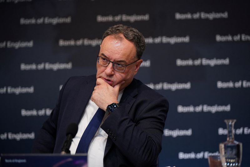 &copy; Reuters. FILE PHOTO: Andrew Bailey, Governor of the Bank of England, attends the Bank of England Monetary Policy Report Press Conference, at the Bank of England, London, Britain, February 2, 2023. Yui Mok/Pool via REUTERS