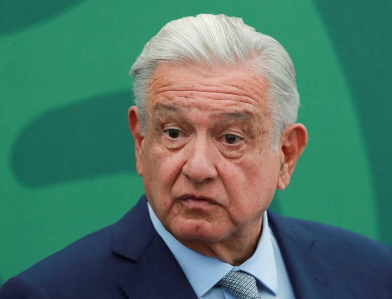 &copy; Reuters. FILE PHOTO: Mexico's President Andres Manuel Lopez Obrador speaks during a news conference at the Secretariat of Security and Civilian Protection in Mexico City, Mexico March 9, 2023. REUTERS/Henry Romero/File Photo