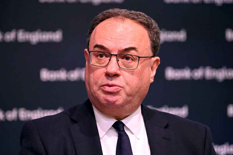 &copy; Reuters. FILE PHOTO: Governor of the Bank of England Andrew Bailey holds a news conference after the bank issued its latest Financial Stability Report at Bank of England in London, Britain December 13, 2022 Leon Neal/Pool via REUTERS