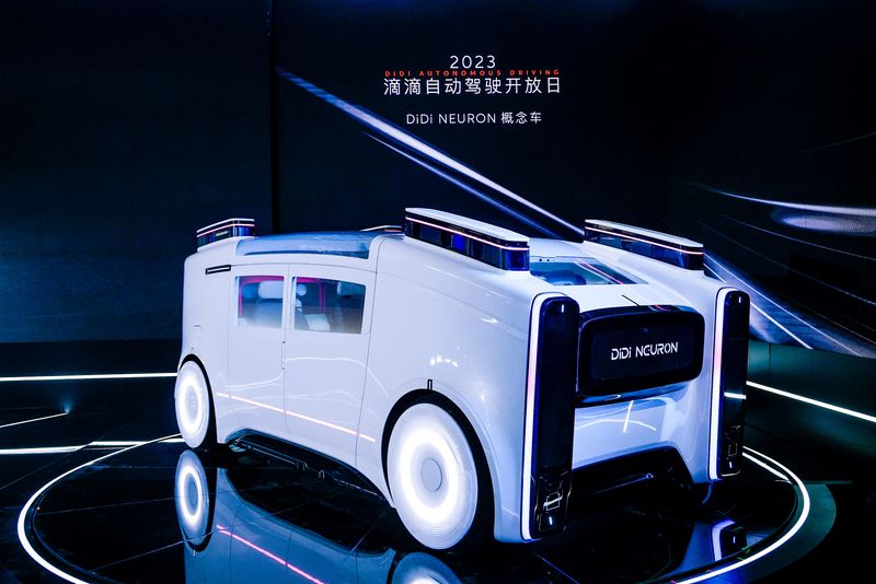 © Reuters. A Didi robotaxi concept car Didi Neuron is pictured in this handout picture released on April 13, 2023. Didi Global/Handout via REUTERS   