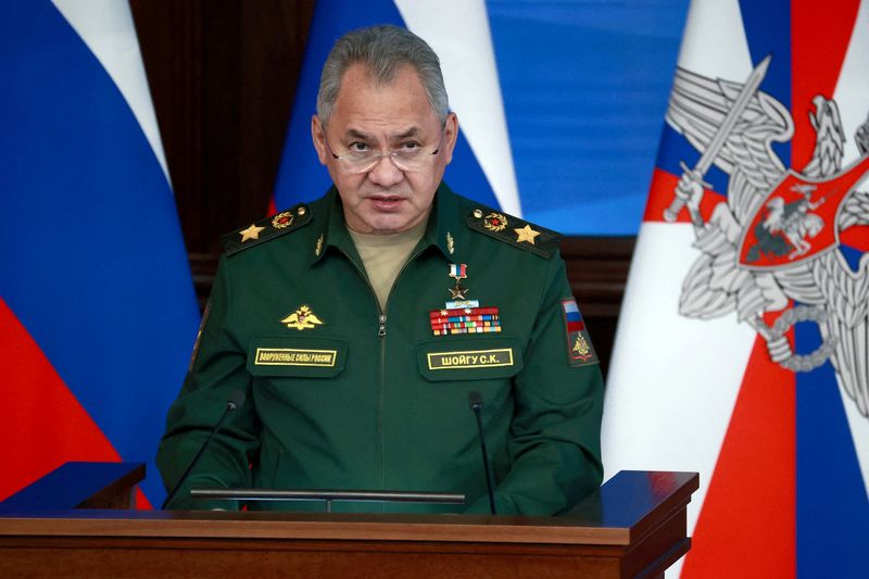 &copy; Reuters. Ministro da Defesa da Rùssia, Sergei Shoigu, durante reunião em Moscou
21/12/2022 Sputnik/Sergei Fadeichev/Pool via REUTERS