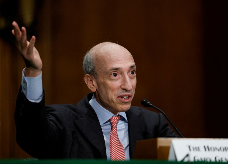 &copy; Reuters. FILE PHOTO: U.S. Securities and Exchange Commission (SEC) Chairman Gary Gensler testifies before the Senate Banking, Housing and Urban Affairs Committee during an oversight hearing on Capitol Hill in Washington, U.S., September 15, 2022. REUTERS/Evelyn Ho