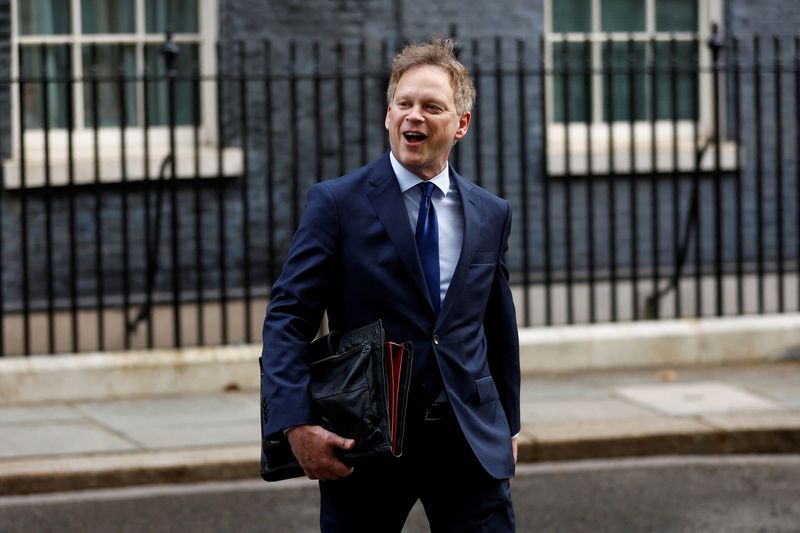 &copy; Reuters. FILE PHOTO: Britain's Member of Parliament Grant Shapps walks on Downing Street in London, Britain March 15, 2023. REUTERS/Peter Nicholls