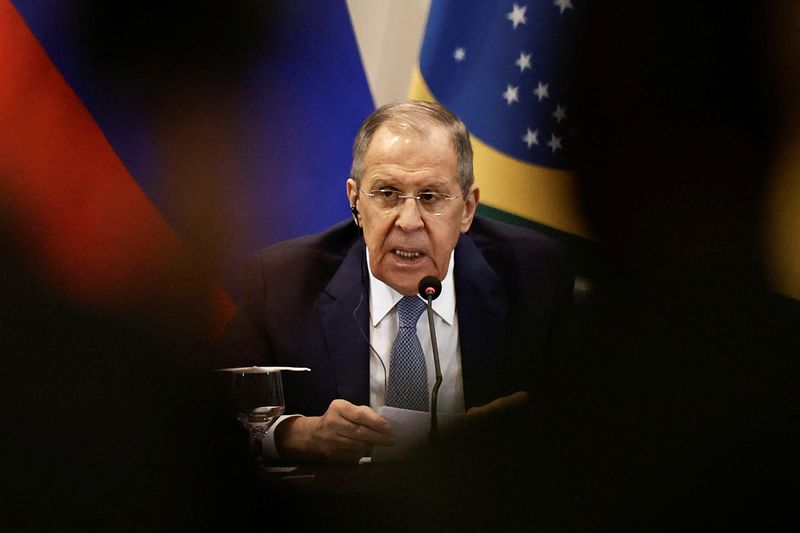 &copy; Reuters. O ministro russo Sergei Lavrov em Brasília
17/04 2023
REUTERS/Ueslei Marcelino