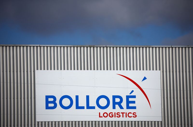 &copy; Reuters. FILE PHOTO: The logo of Bollore Logisitcs is seen on a company's building in Montoir-de-Bretagne, France, March 4, 2022. REUTERS/Stephane Mahe