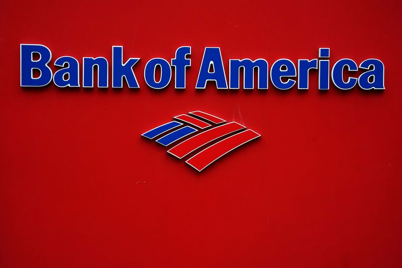 &copy; Reuters. Il logo di Bank of America nel quartiere di Manhattan a New York, Stati Uniti, 30 gennaio 2019. REUTERS/Carlo Allegri/File Photo