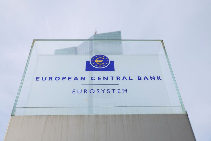 &copy; Reuters. FILE PHOTO: A view shows the logo of the European Central Bank (ECB) outside its headquarters in Frankfurt, Germany March 16, 2023. REUTERS/Heiko Becker