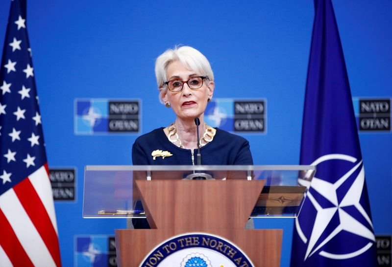 &copy; Reuters. FILE PHOTO: U.S. Deputy Secretary of State Wendy Sherman holds a news conference at the NATO headquarters in Brussels, Belgium January 12, 2022. REUTERS/Johanna Geron/File Photo