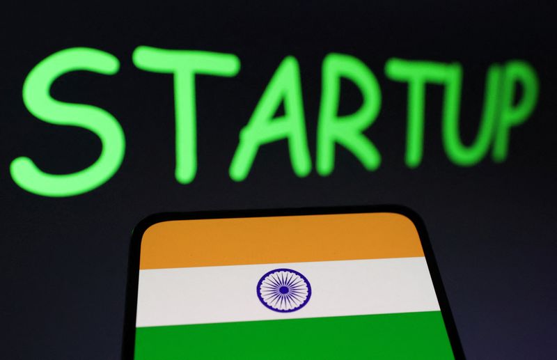 &copy; Reuters. Indian flag and word "Startup" are seen in this illustration taken, April 18, 2023. REUTERS/Dado Ruvic/Illustration