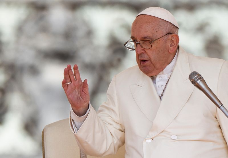 &copy; Reuters. Papa Francisco durante audiência geral semanal no Vaticano
19/04/2023 REUTERS/Guglielmo Mangiapane