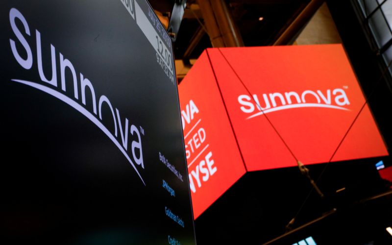 &copy; Reuters. FILE PHOTO: The logo of Sunnova Energy International Inc. is displayed on screens during the company's IPO on the floor of the New York Stock Exchange (NYSE) in New York, U.S., July 25, 2019. REUTERS/Brendan McDermid
