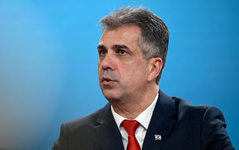 &copy; Reuters. FILE PHOTO: Israeli Foreign Minister Eli Cohen and German Foreign Minister Annalena Baerbock (not pictured) speak to reporters as part of Israel's efforts "to stop Iran from obtaining nuclear weapons" in Berlin, Germany, February 28, 2023. REUTERS/Annegre