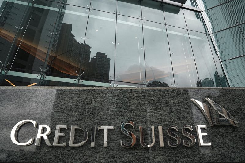 &copy; Reuters. FILE PHOTO: The logo of Credit Suisse is pictured outside its office building in Hong Kong, China March 21, 2023. REUTERS/Lam Yik