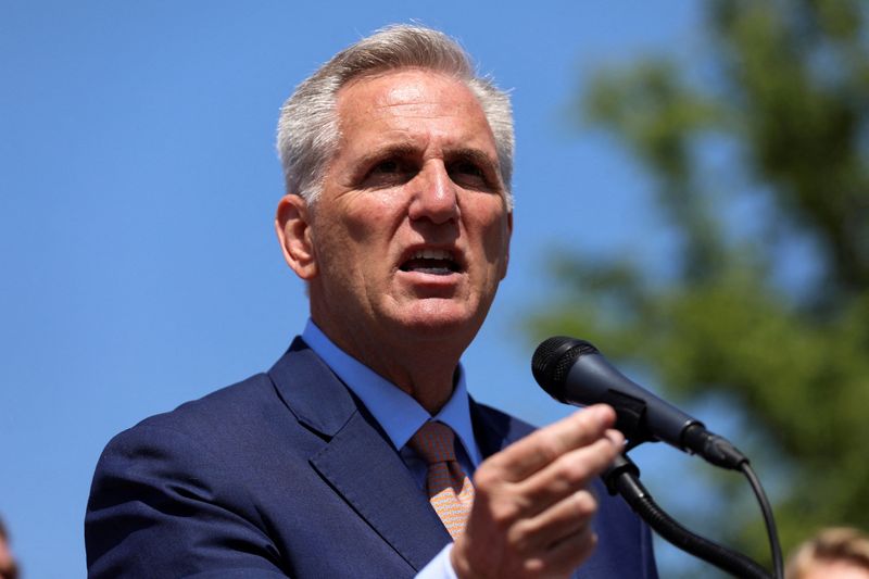 &copy; Reuters. FILE PHOTO: House Speaker Kevin McCarthy (R-CA) and other House Republicans hold a news conference on Capitol Hill in Washington, U.S., April 20, 2023. REUTERS/Amanda Andrade-Rhoades/File Photo