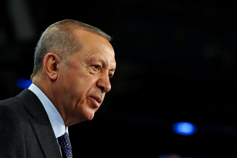 &copy; Reuters. FILE PHOTO: Turkey's President Recep Tayyip Erdogan speaks at a news conference during a NATO summit in Madrid, Spain June 30, 2022. REUTERS/Violeta Santos Moura