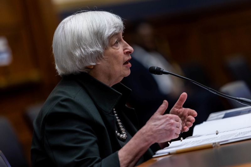 &copy; Reuters. FILE PHOTO: U.S. Treasury Secretary Janet Yellen testifies during a U.S. House Committee on Financial Services hearing on the Annual Report of the Financial Stability Oversight Council, on Capitol Hill in Washington, DC, U.S. May 12, 2022. Graeme Jennings