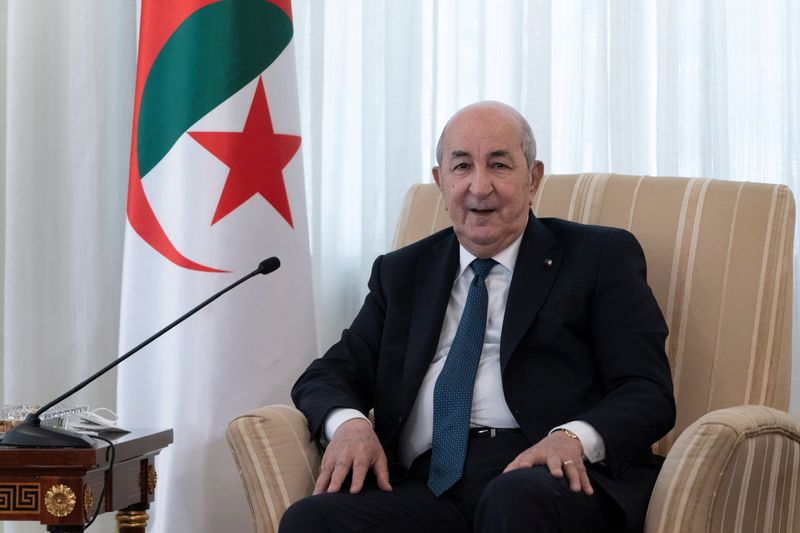 &copy; Reuters. Le président algérien Abdelmadjid Tebboune au palais El Mouradia, résidence officielle du président à Alger, Algérie. /Photo prise le 30 mars 2022/REUTERS/Jacquelyn Martin