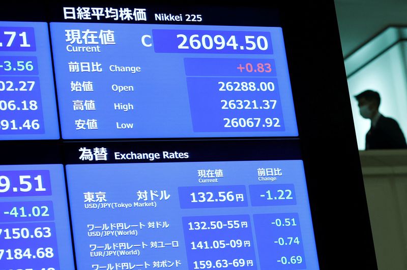 &copy; Reuters. شاشة تعرض بيانات أسعار الأسهم في طوكيو يوم 30 ديسمبر كانون الأول 2022. تصوير: إيسي كاتو - رويترز


