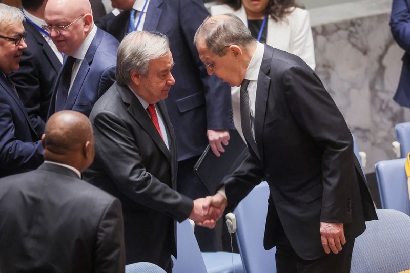 UN chief criticizes Russia at UN meeting chaired by Lavrov