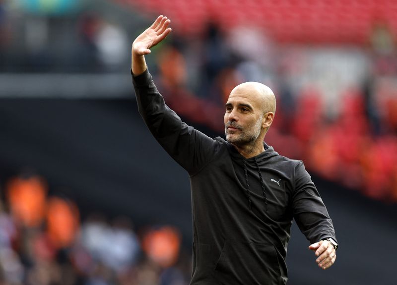 &copy; Reuters. Pep Guardiola durante jogo do Manchester City pela FA Cup, em Londres, Reino Unido
22/04/2023
Reuters/Jason Cairnduff