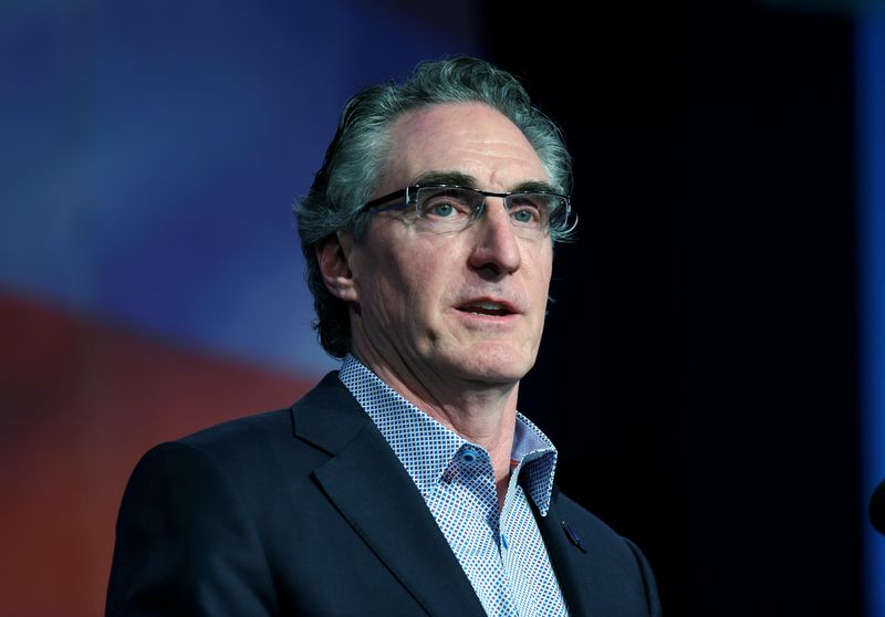 &copy; Reuters. FILE PHOTO: Governor Doug Burgum (R-ND) speaks to delegates at the Republican State Convention in Grand Forks, North Dakota, U.S. April 7, 2018. Picture taken April 7, 2018. REUTERS/Dan Koeck