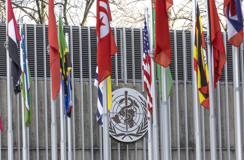 &copy; Reuters. FILE PHOTO: The World Health Organisation (WHO) logo is seen near its headquarters in Geneva, Switzerland, February 2, 2023. REUTERS/Denis Balibouse