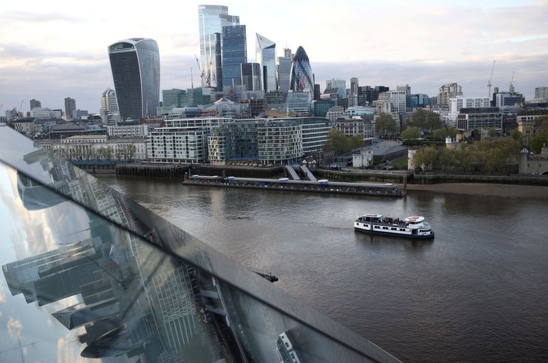 &copy; Reuters. FILE PHOTO: A general view of skyscrapers in The City of London financial district seen from City Hall in London, Britain, May 8, 2021. REUTERS/Henry Nicholls