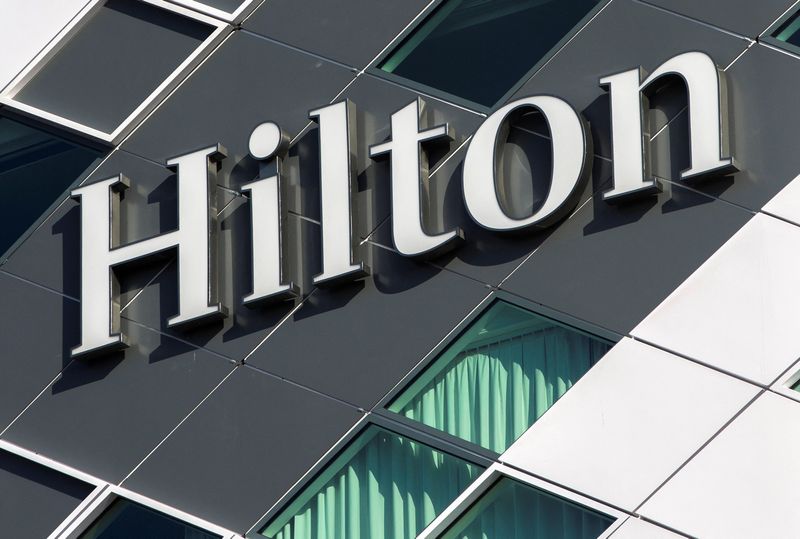 &copy; Reuters. FILE PHOTO: The logo of an Hilton hotel is seen at Schiphol airport near the city of Amsterdam, the Netherlands March 16, 2016.  REUTERS/Yves Herman
