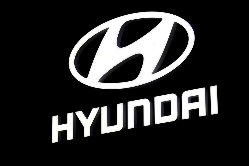 &copy; Reuters. FILE PHOTO: The Hyundai booth displays the company logo at the North American International Auto Show in Detroit, Michigan, U.S. January 16, 2018.  REUTERS/Jonathan Ernst