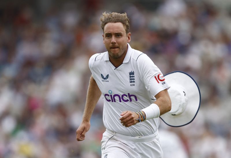 &copy; Reuters. FILE PHOTO: Cricket - Second Test - England v South Africa - Emirates Old Trafford, Manchester, Britain - August 27, 2022 England's Stuart Broad in action Action Images via Reuters/Jason Cairnduff